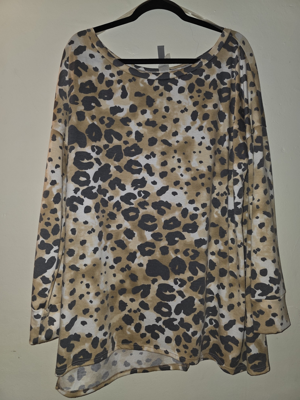 Leopard Print A-Line Women's Shirt - Tan and Black